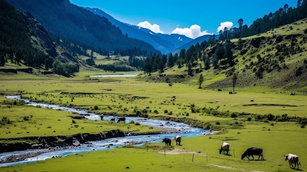 Zdjęcie krajobrazu doliny Phobjikha w Bhutanie