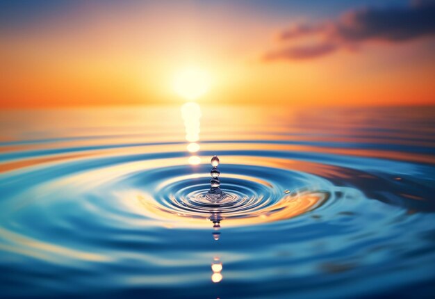Zdjęcie zdjęcie kropli wody z kręgami wodnymi tworzącymi efekt falowania