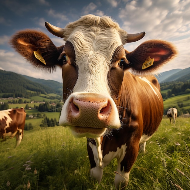 zdjęcie krowy, pełne ujęcie, wysokiej jakości HDR 16k Ultra HD Wild