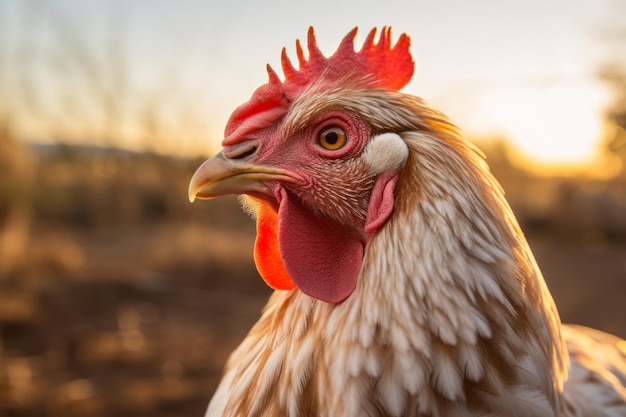 zdjęcie kurczaka w naturalnym świetle 50 mm obiektyw generatywny ai