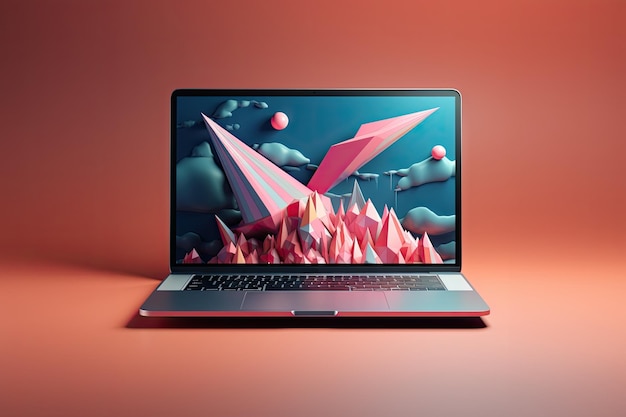 zdjęcie laptopa z fajną tapetą i atmosferą