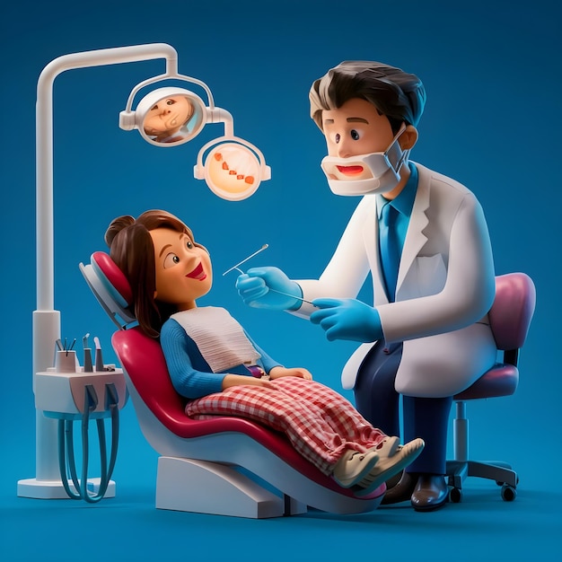 Zdjęcie zdjęcie lekarza i kobiety na krześle dentystycznym