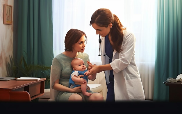 Zdjęcie lekarza trzymającego małe słodkie dziecko