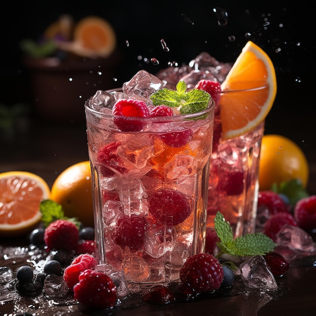 zdjęcie lodu zimne owoce aromat napoju szklanka