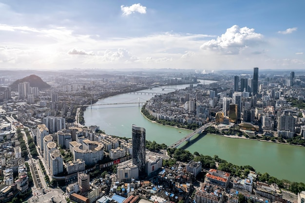 Zdjęcie lotnicze Chiny Liuzhou panoramę architektury miasta