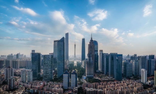 Zdjęcie lotnicze Guangzhou architektura krajobrazu miasta panoramę