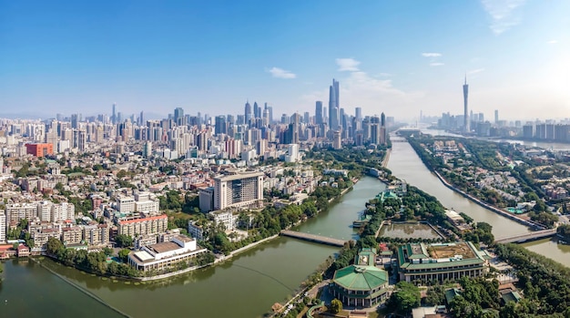 Zdjęcie lotnicze Guangzhou architektura krajobrazu miasta panoramę