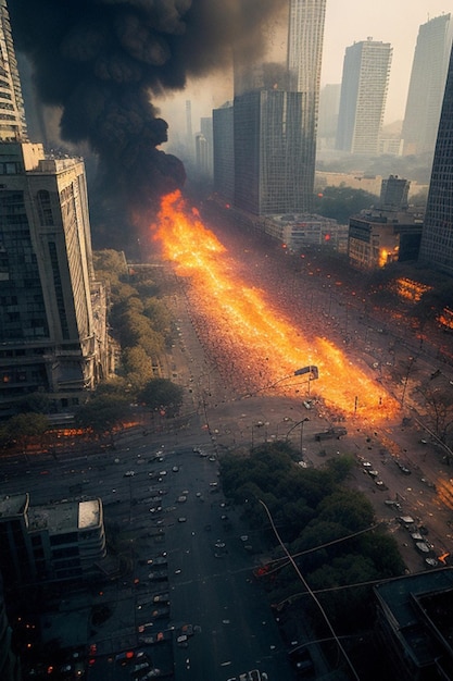 Zdjęcie lotnicze Mexico City Paseo de la Reforma apokaliptyczny