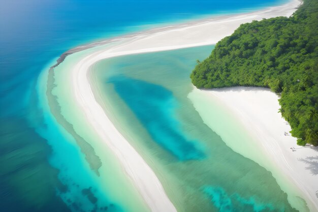 Zdjęcie lotnicze pięknej tropikalnej plaży