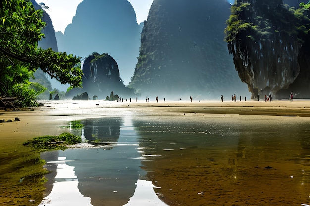 Zdjęcie zdjęcie lotnicze plaży railay w krabi w tajlandii