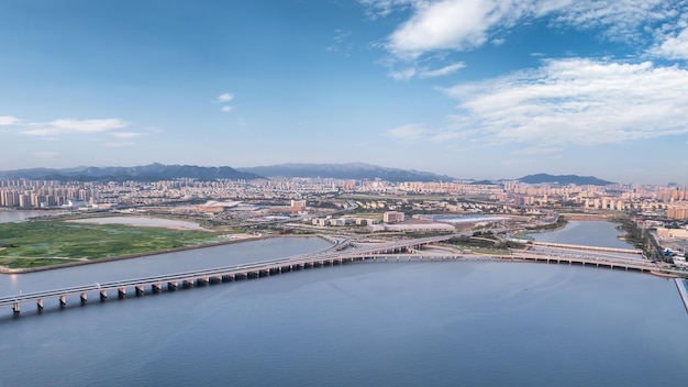 Zdjęcie lotnicze Qingdao Jiaozhou Bay Sea Crossing Bridge ExpresswayxAxA xA笔记xA