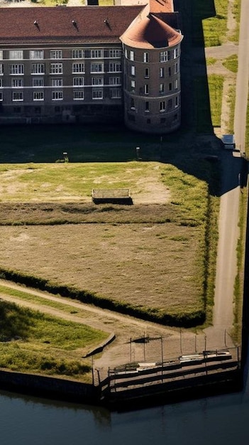 Zdjęcie zdjęcie lotnicze starego historycznego więzienia stanowego horsens