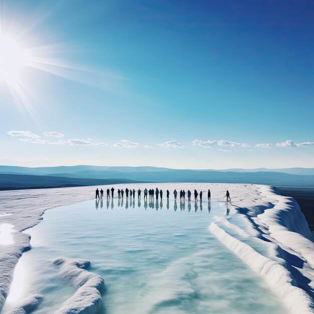 Zdjęcie ludzi przed Pamukkale w Turcji