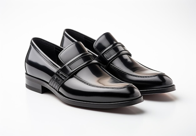 Zdjęcie luksusowe czarne buty formalne na białych izolowanych