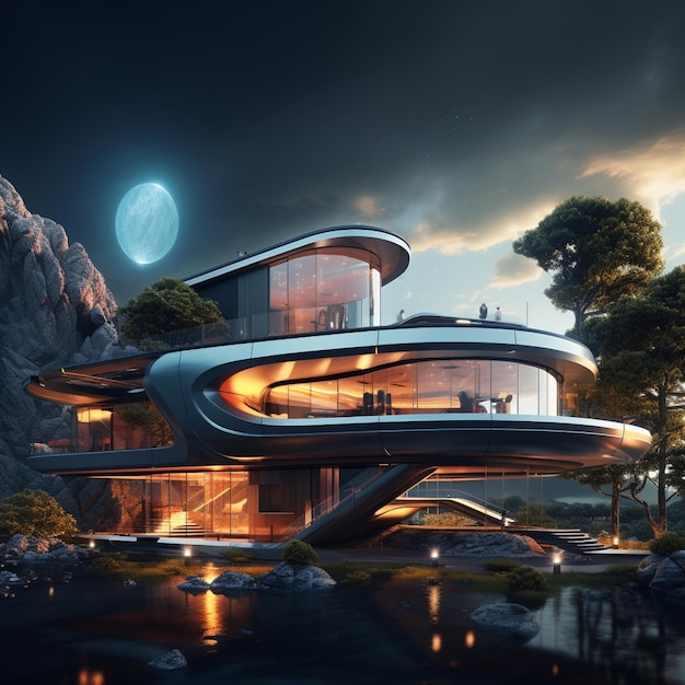 Zdjęcie luksusowego domu na sprzedaż nieruchomości lub nieruchomości generatywnej AI
