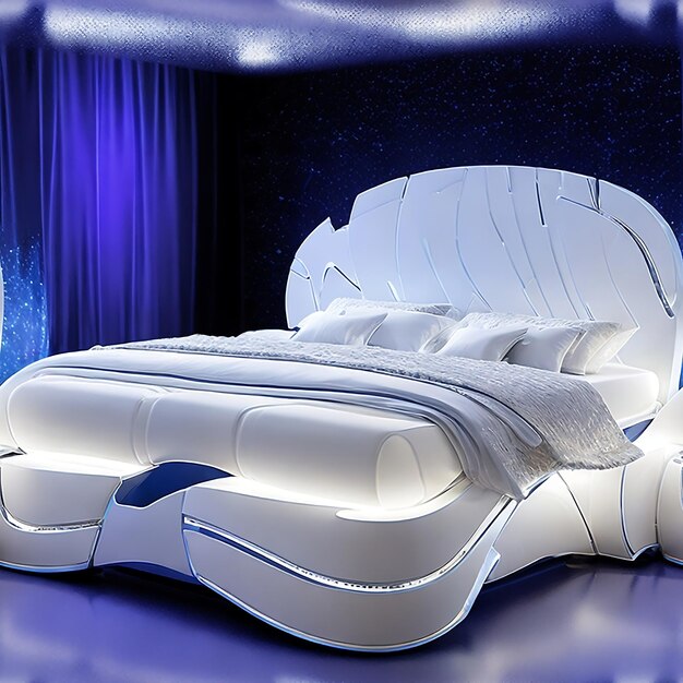 Zdjęcie zdjęcie luksusowy nowoczesny ślub w stylu futurystycznym przypadku łóżko zdjęcia ai generowane