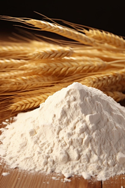 zdjęcie mąki pszenicznej i batonów pszenicznych na odosobnionym tle