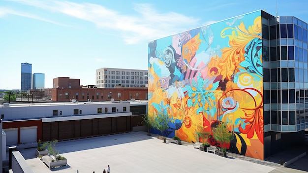 Zdjęcie malowidła muralnego o tematyce zrównoważonej energii na ścianie ulicy