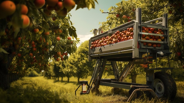 Zdjęcie maszyny do zbioru owoców w sadzie