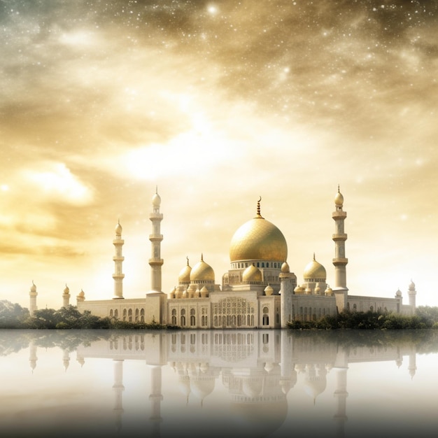 Zdjęcie meczetu z niebem w tle