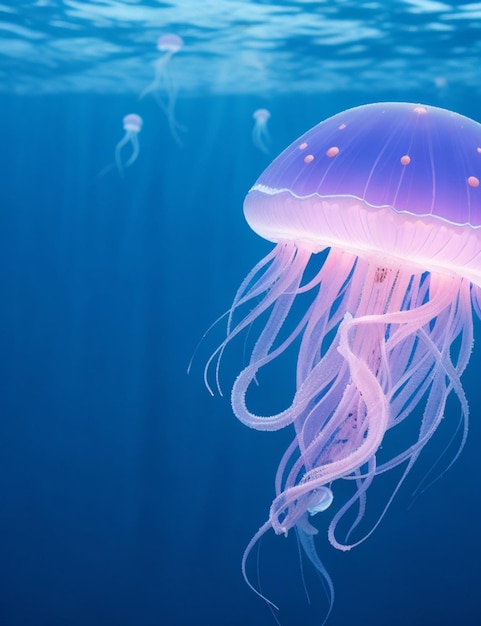 Zdjęcie zdjęcie meduz na przytulnym, niewyraźnym tle.
