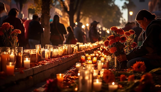 Zdjęcie Meksyku Cutz w Dias de Los muertos w nocy