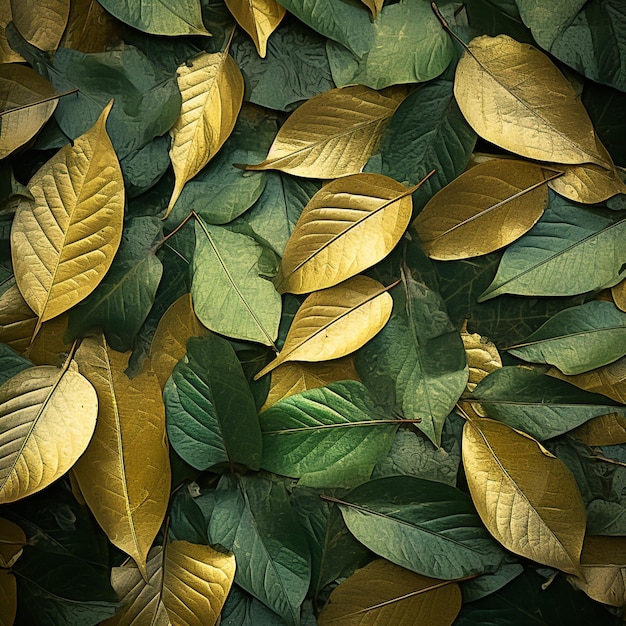 zdjęcie metaliczne złoto i zielone liście teksturowane tło