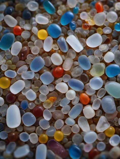 Zdjęcie mikrocząsteczek plastiku znalezionych w oceanie i na plażach Zanieczyszczenie plastikowe
