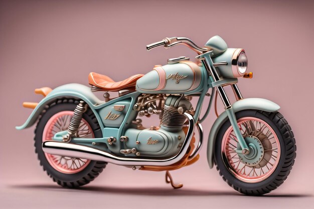 Zdjęcie Miniaturowy klasyczny motocykl w pastelowym kolorze Generative Ai