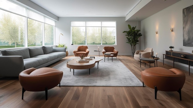 Zdjęcie minimalistycznego salonu z wygodnymi siedzeniami