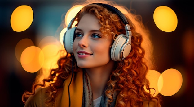 Zdjęcie młodego mężczyzny w słuchawkach cieszącego się muzyką