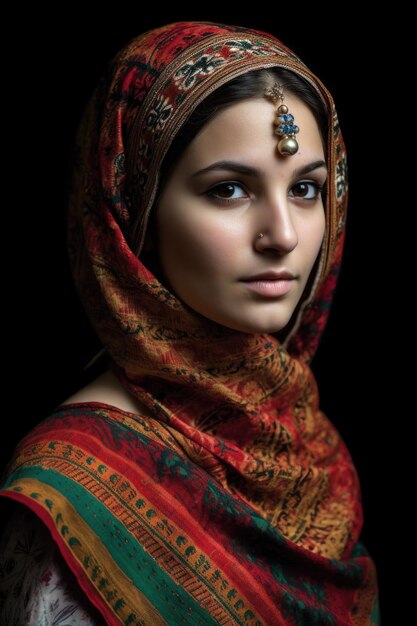 Zdjęcie młodej kobiety w tradycyjnym muzułmańskim stroju