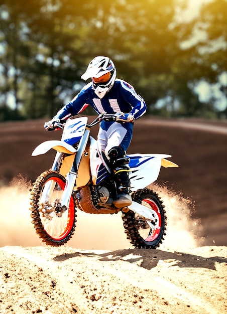 zdjęcie motocross rider w akcji sport motocrossowy na zewnątrz