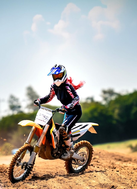 zdjęcie motocross rider w akcji sport motocrossowy na zewnątrz