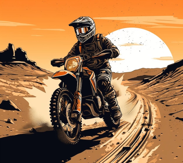 zdjęcie motocross zamontowany motocyklista robi wyścig na torze brudu