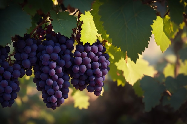 Zdjęcie naturalnych winogron na gałęzi