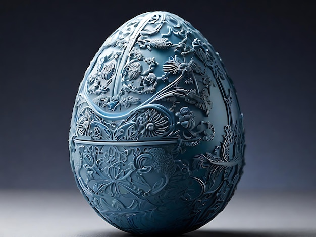 Zdjęcie niebieskiego jajka wielkanocnego izolowanego na białym tle_ai_generated