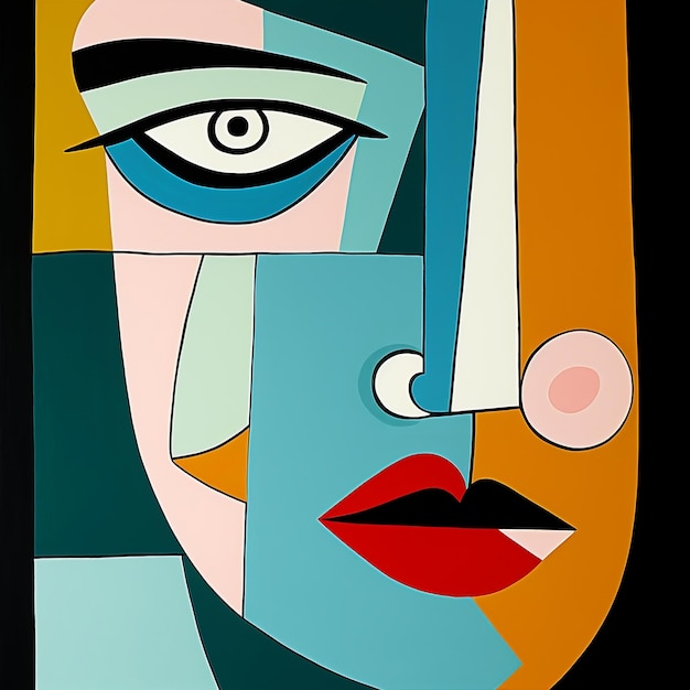 Zdjęcie nowoczesnej abstrakcyjnej geometrii ręcznie malowane piękno tła malarstwo dekoracyjne w stylu Picassa