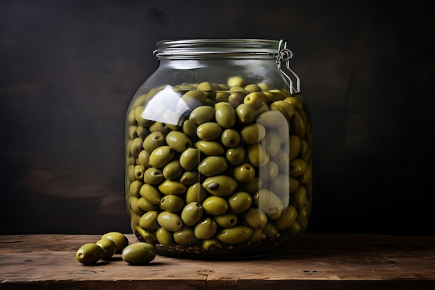 Zdjęcie oliwek w szklanym słoiku