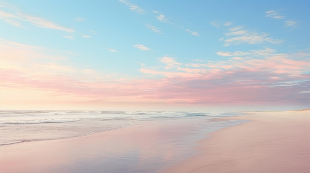 Zdjęcie opuszczonej plaży na pastelowym niebie wschodu słońca