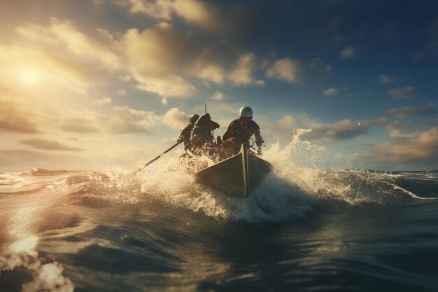 Zdjęcie osób uprawiających sporty ekstremalne w wodzie