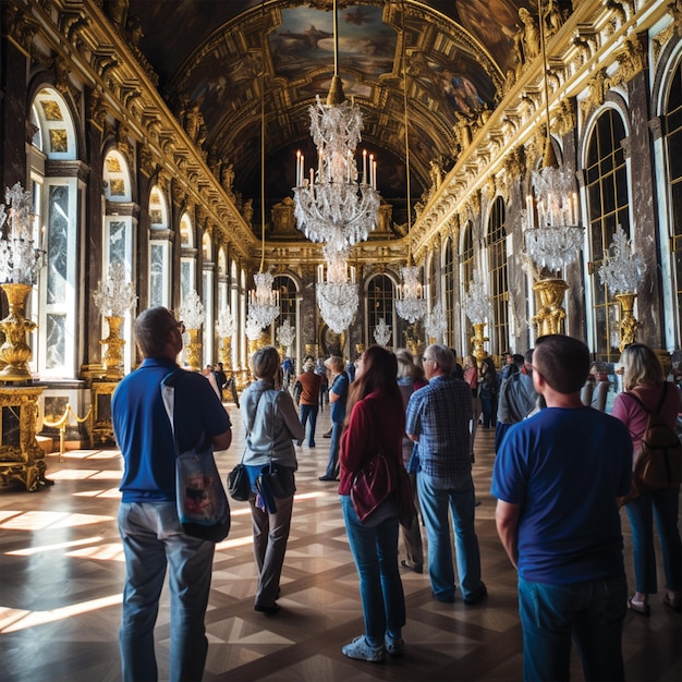 Zdjęcie Pałacu Wersalskiego przyciągające turystów