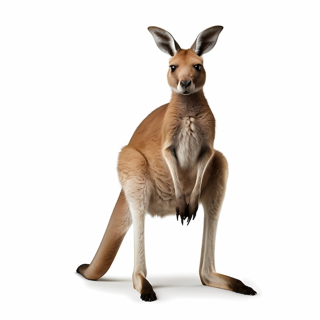 zdjęcie pełnego ciała kangura w stylu fotorealistycznych kompozycji na białym tle