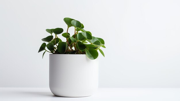 Zdjęcie Peperomii w minimalistycznej doniczce jako rośliny doniczkowej do dekoracji wnętrz