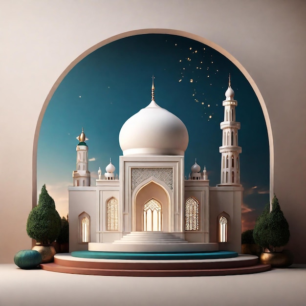 Zdjęcie zdjęcie pięknego meczetu w 3d