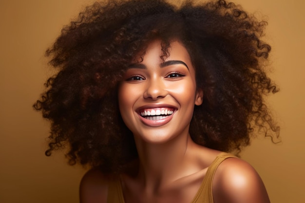 Zdjęcie pięknej afroamerykańskiej dziewczyny z uśmiechniętą fryzurą