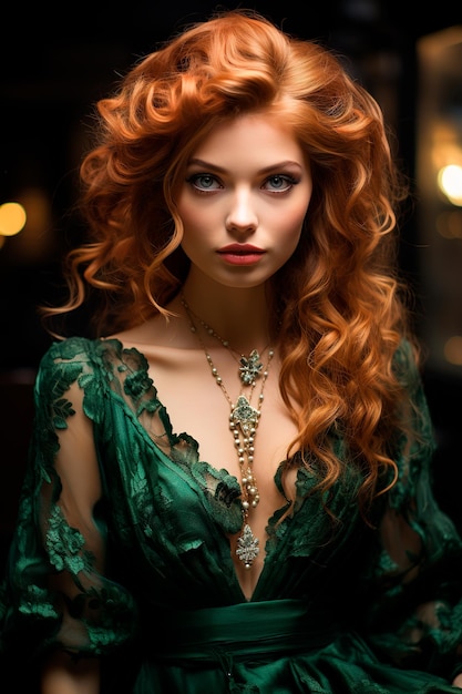 Zdjęcie pięknej rudowłosej kobiety o jasnych oczach