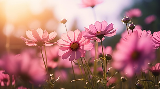 Zdjęcie pięknych kwiatów natury z tapetą słoneczną