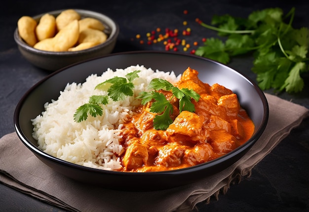 Zdjęcie pikantnego pysznego ryżu i curry