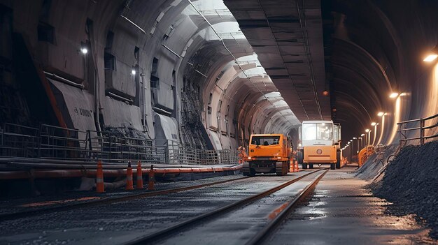 Zdjęcie placu budowy skupiające się na tunelu